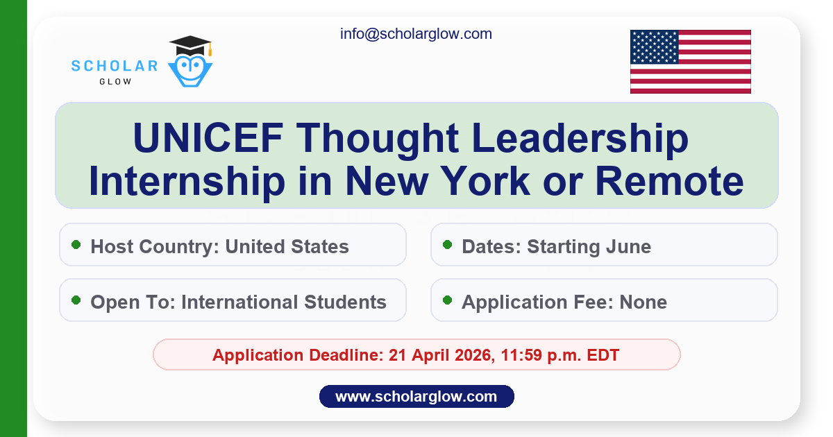 UNICEF Thought Leadership Internship in New York or Remote