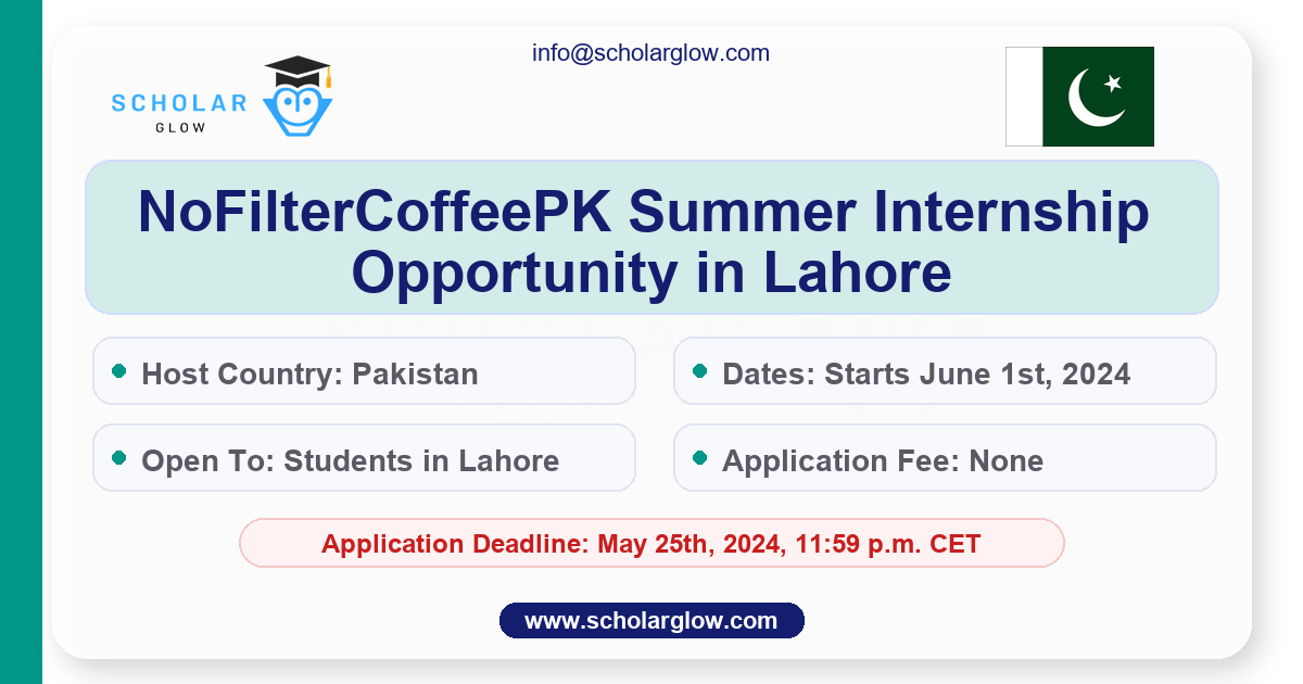 Summer Internship at NoFilterCoffeePK in Lahore
