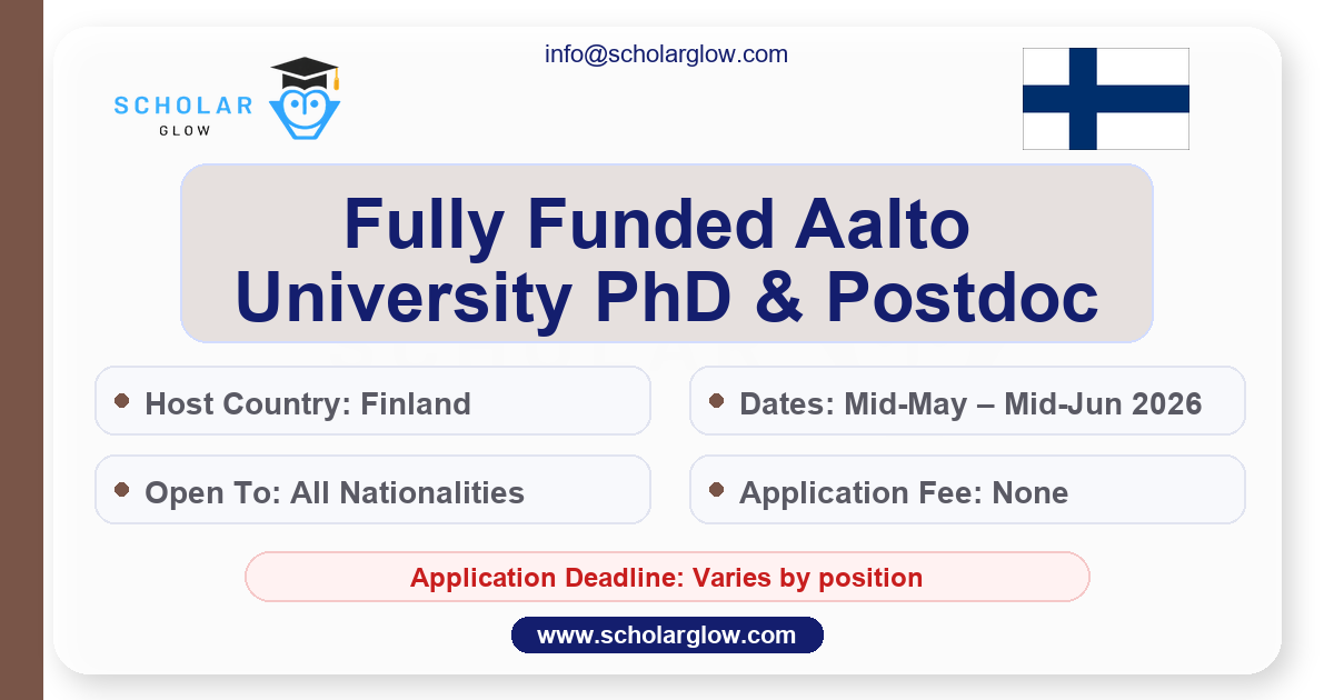 Fully Funded Aalto University PhD & Postdoc Positions
