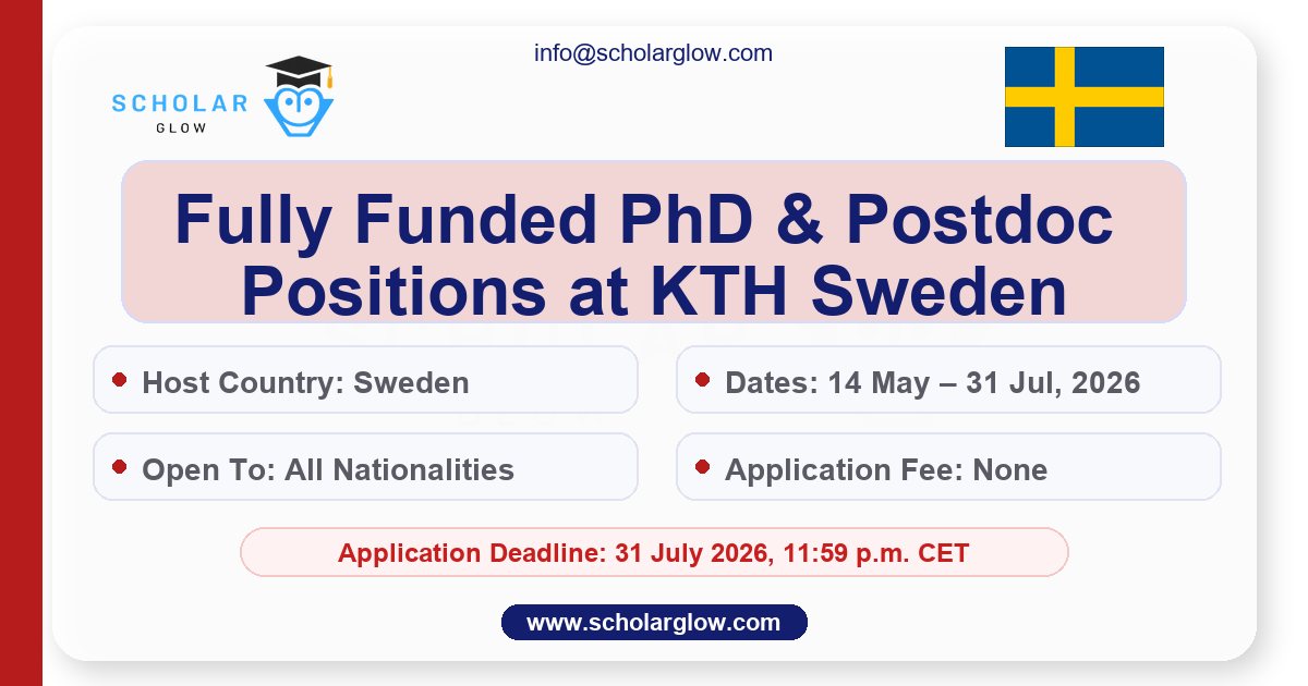 Fully Funded PhD & Postdoc Positions at KTH Sweden