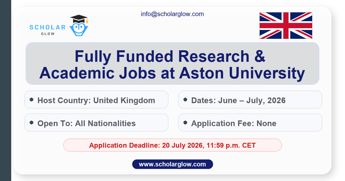 Fully Funded Research & Academic Jobs at Aston University