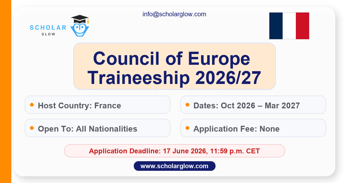 Council of Europe Traineeship 2026/27: Paid Internship in Europe