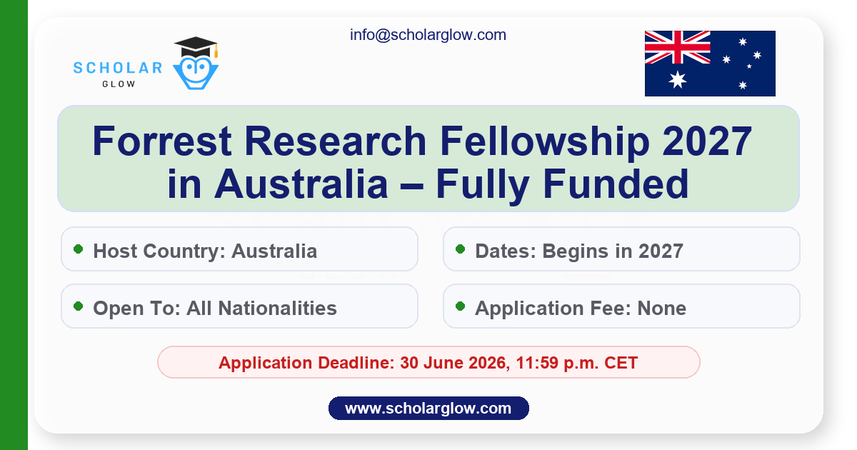 Forrest Research Fellowship 2027 in Australia – Fully Funded